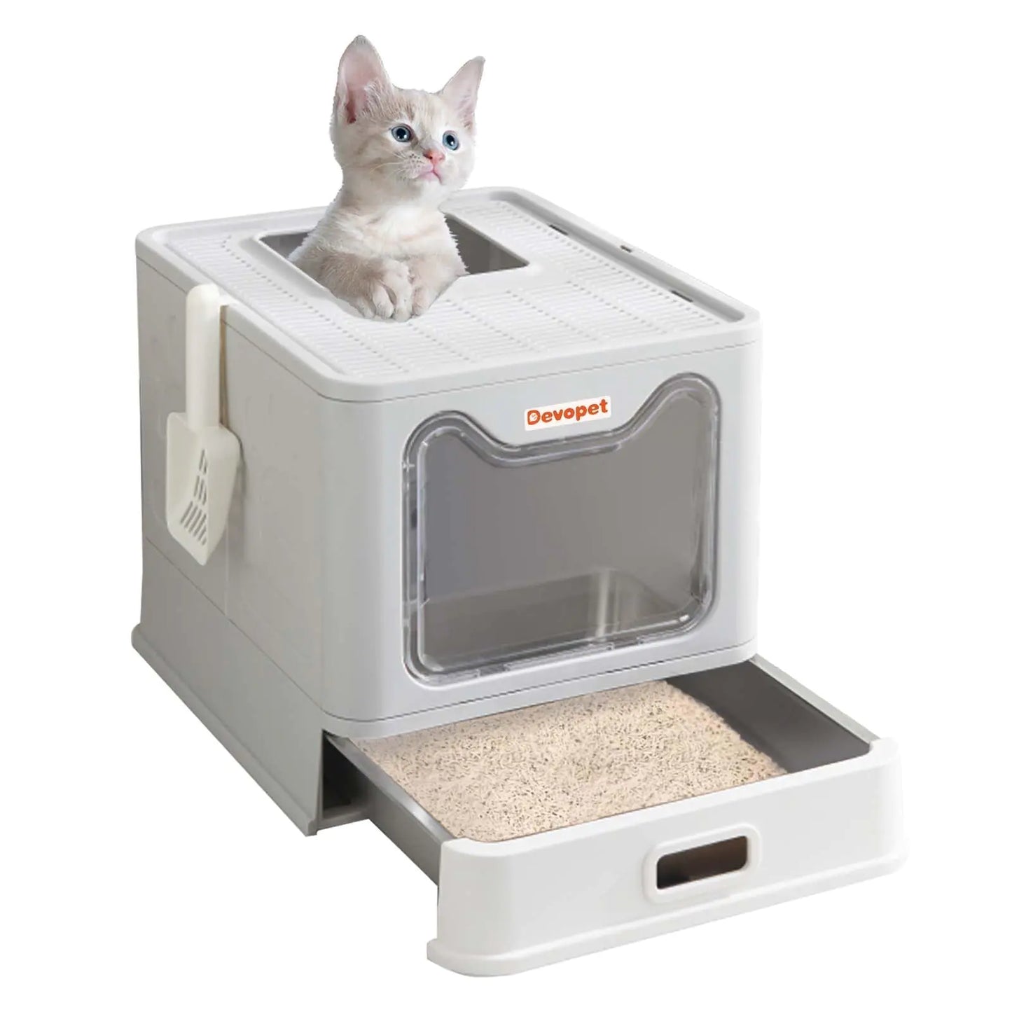 Stainless Steel Foldable Cat Litter Box with Lid